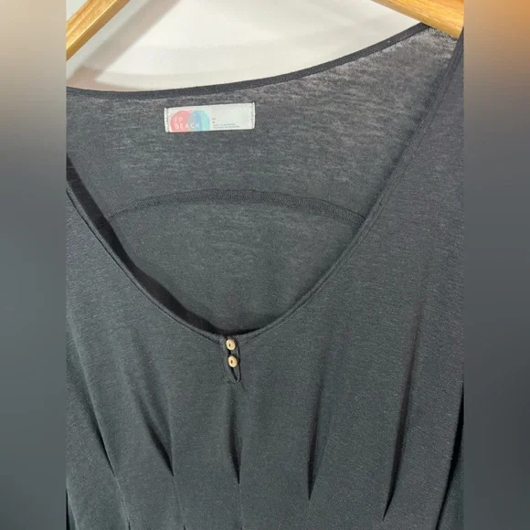 Free People Soft Black Long Sleeve Mini Dress - Picture 2 of 5